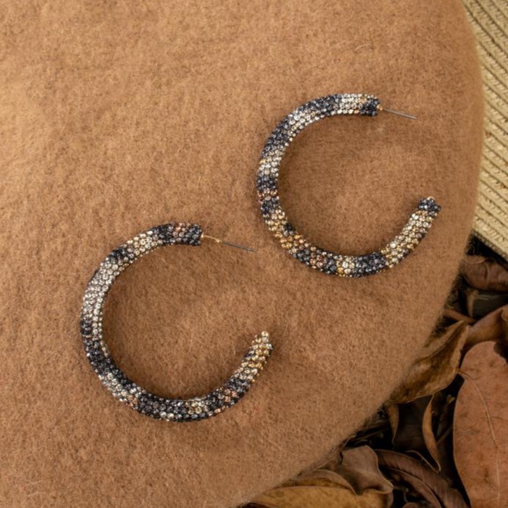 Rhinestone Hoop Earrings (J7)